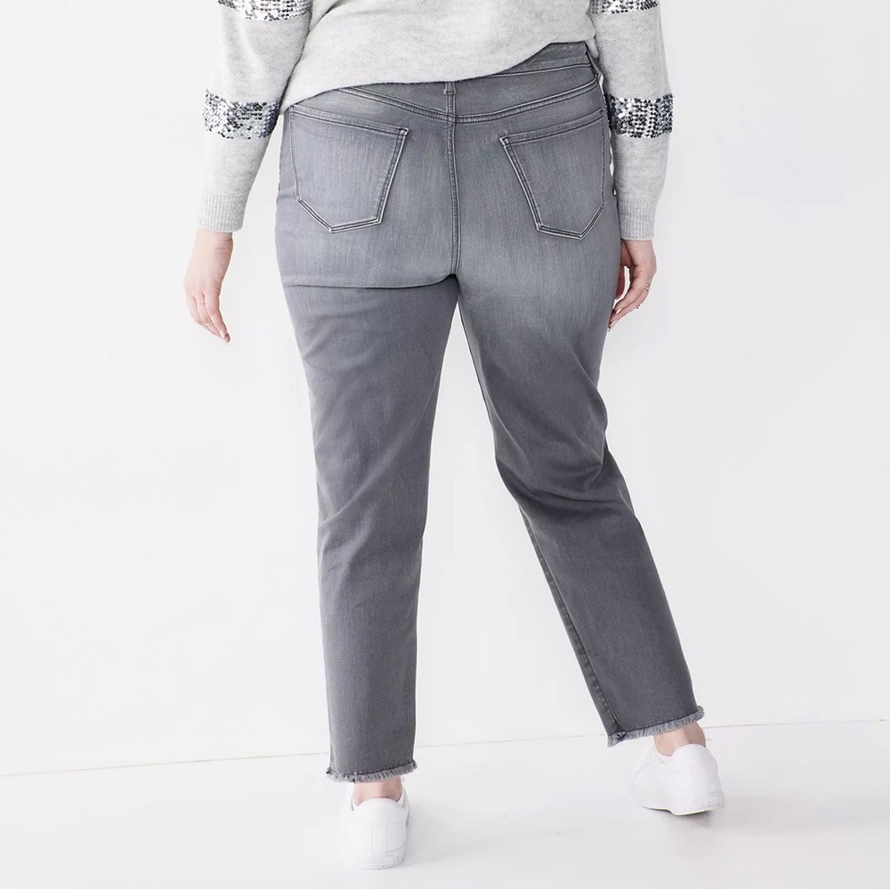 NWT Nine West Slimming High-Waisted Straight-Leg Crop Jeans - Gray, 28W Short - Picture 4 of 9